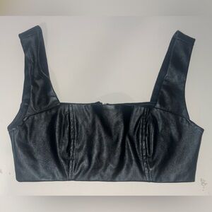 Edikted black crop bra top leather